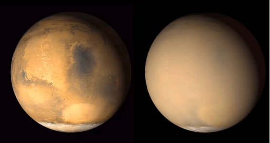 全球沙尘暴期间笼罩火星的雾霾